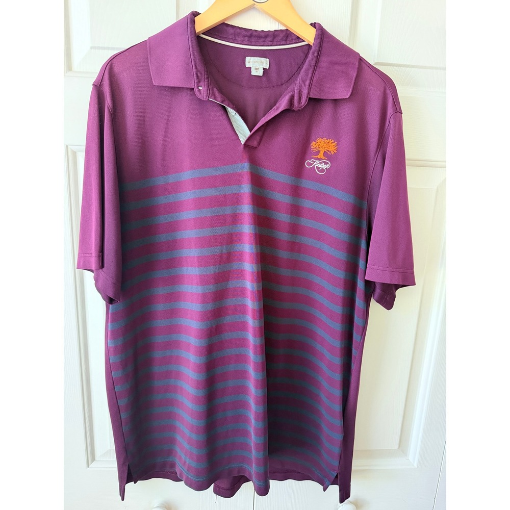 Ashworth Mens Purple Striped Kiawah Island Golf Polo Shirt Size XL